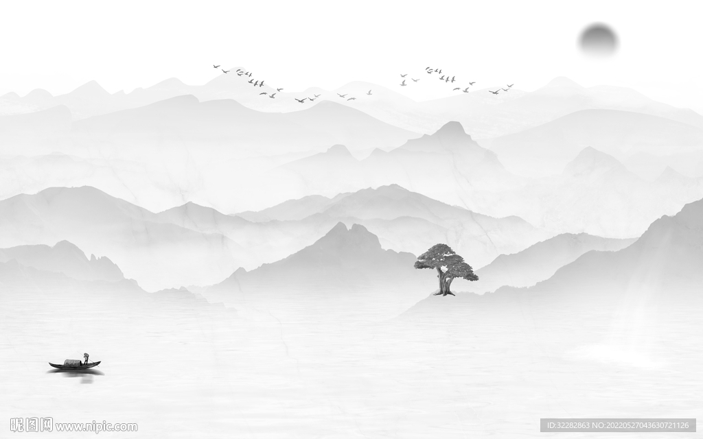 高档灰色客厅山水 TIf分层