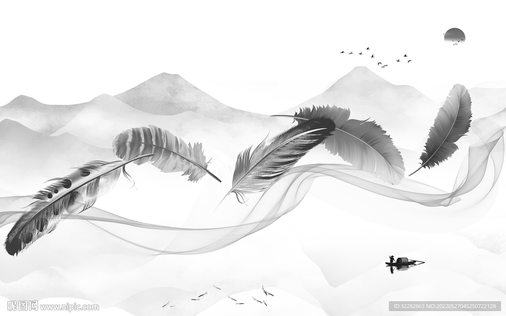 羽毛高端客厅山水 TIf分层