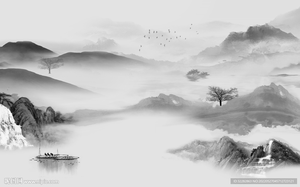 极简客厅高档山水 TIF分层