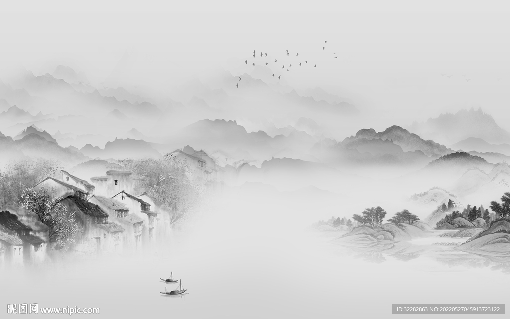 背景墙客厅高档山水 TIF分层