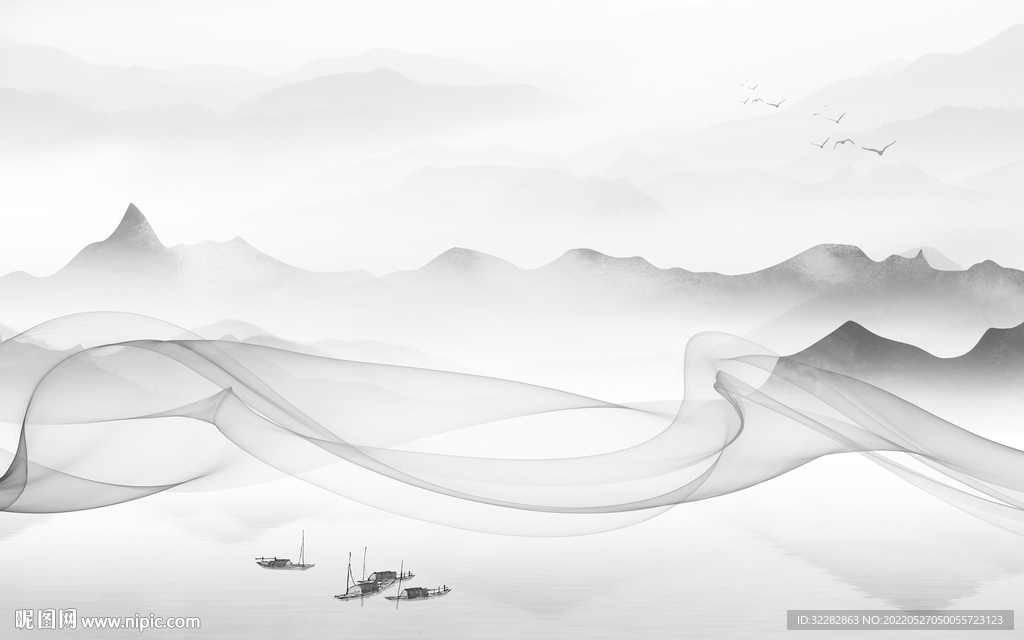 电视 客厅高档山水 TIF分层