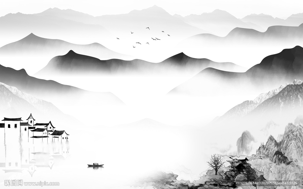 新品 客厅高档山水 TIF分层