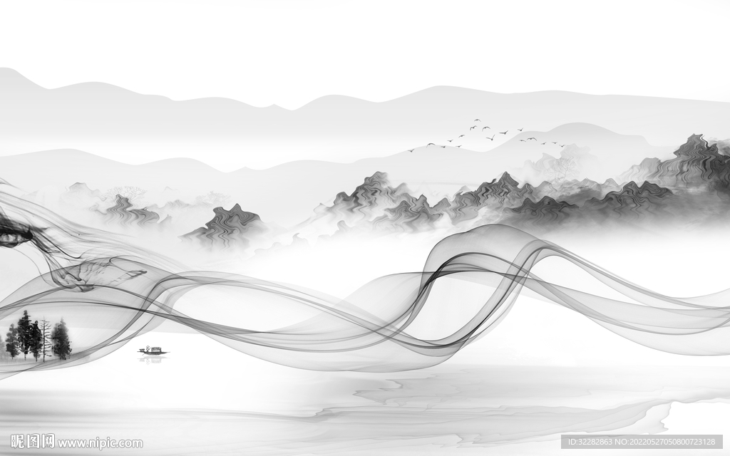 新上架客厅高档山水 TIF分层