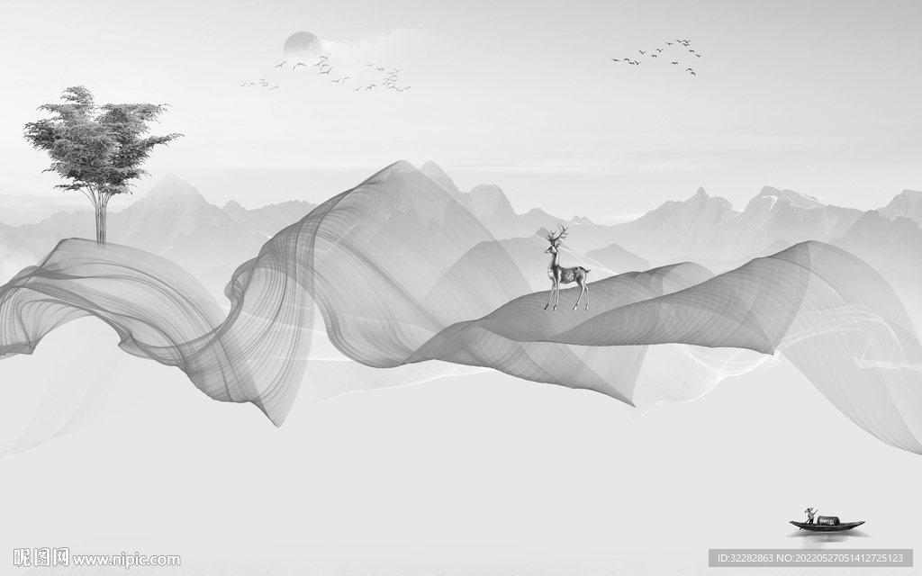 新款客厅高档山水 TIF分层