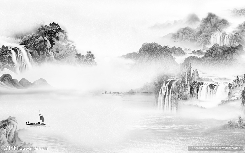 高大上高端客厅山水 TIf分层