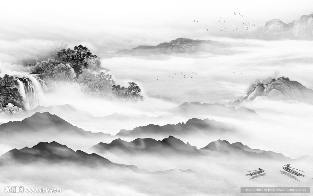 新中式客厅高档山水 TIF分层