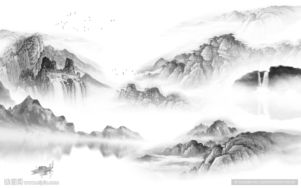 中国风客厅高档山水 TIF分层