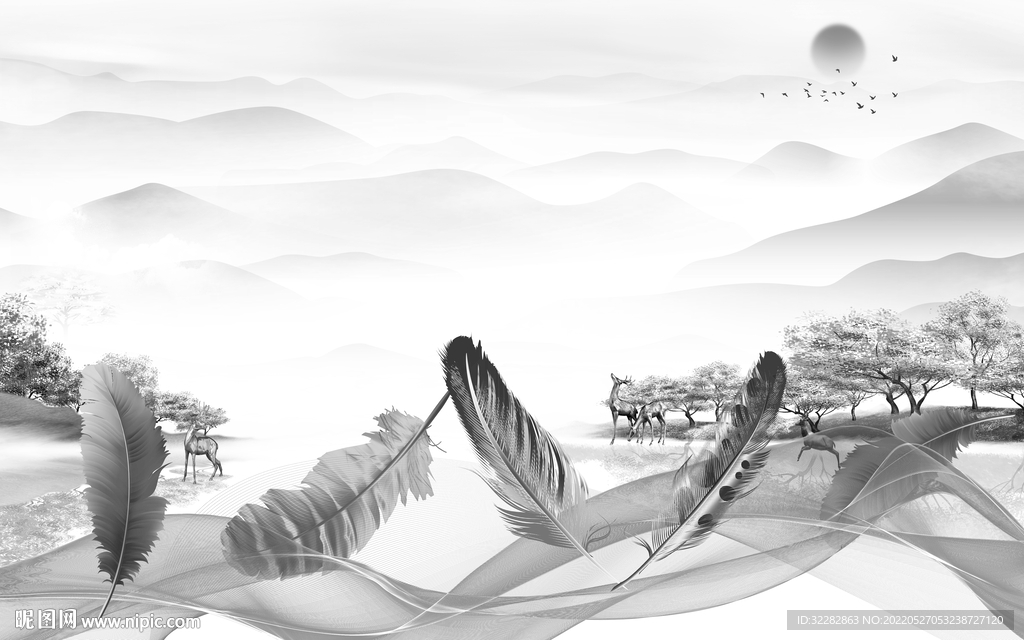 高档 高端客厅山水 TIf分层