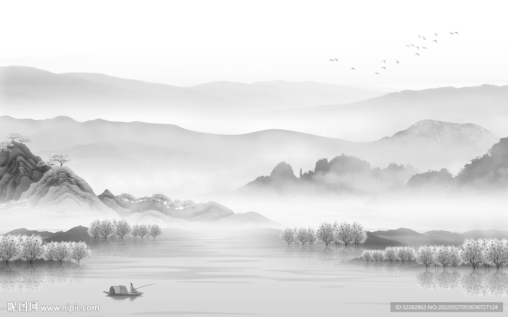 简约 客厅高档山水 TIF分层