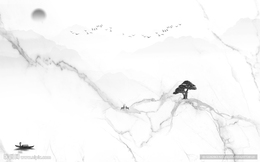 高清 爆款中式山水 Tif分层