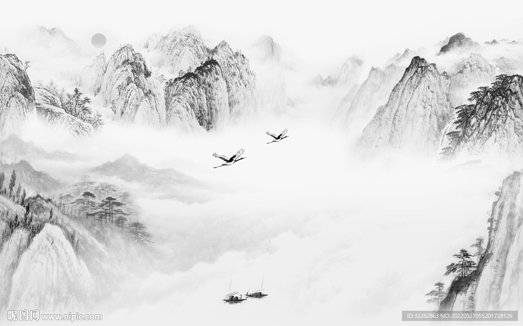 新款 最新灰色山水 TIF分层