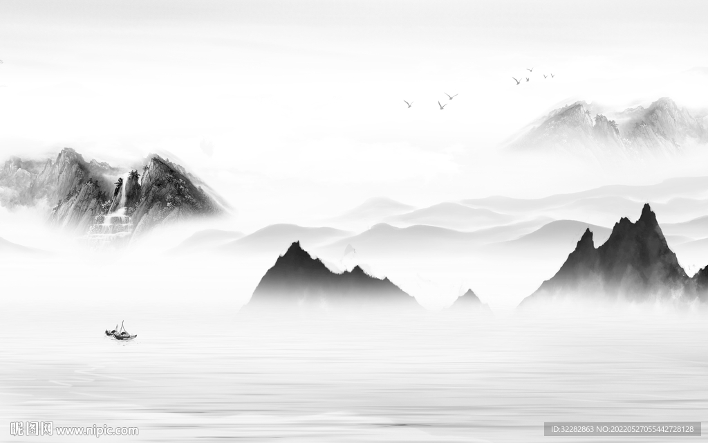 别墅最新灰色山水 TIF分层