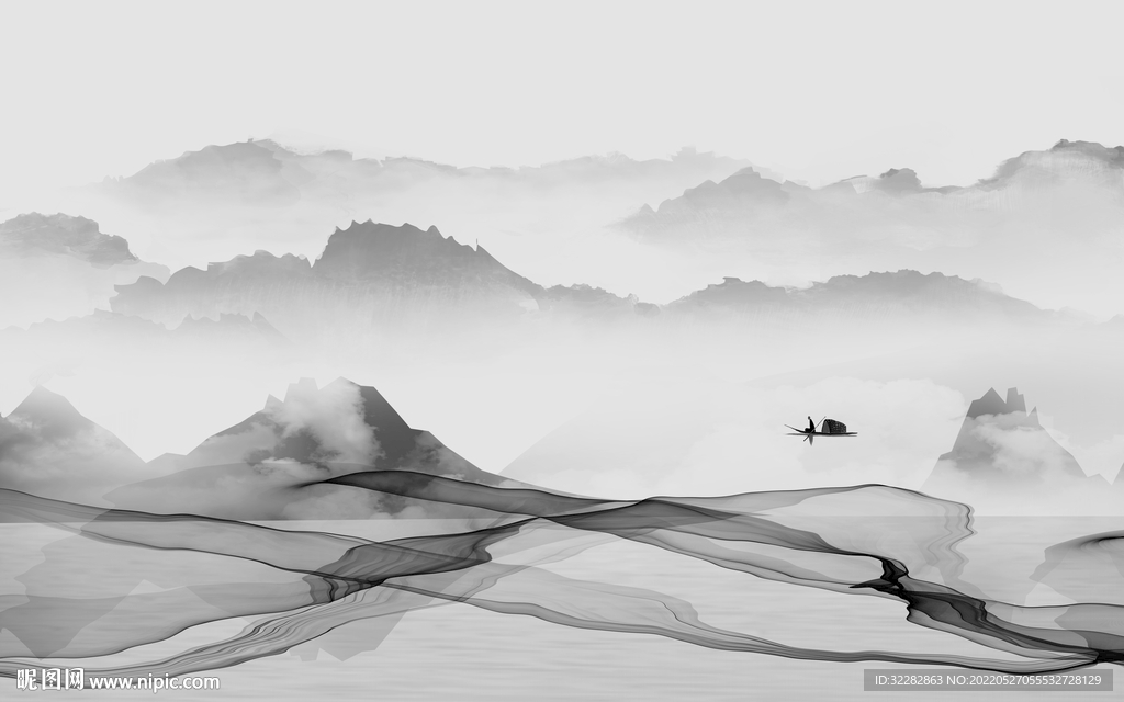 最新 灰色新款山水 TIF分层