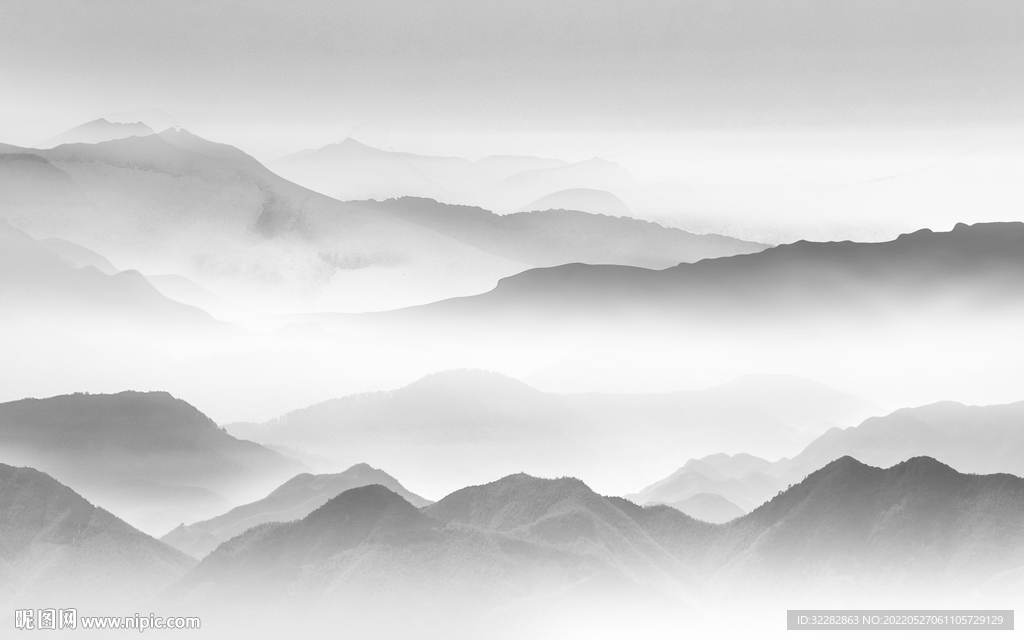 高清 最新灰色山水 TIF分层