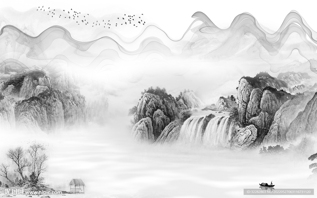 意境灰色新款山水 TIF分层