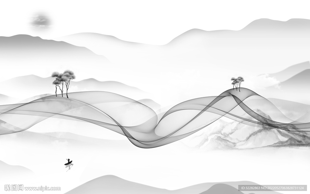 高档灰色新款山水 TIF分层