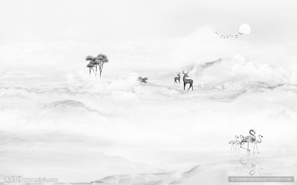 人气客厅高档山水 TIF分层