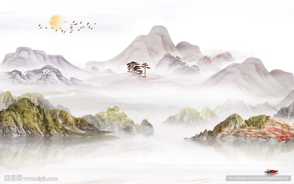 高清 最新中式山水 TIf分层