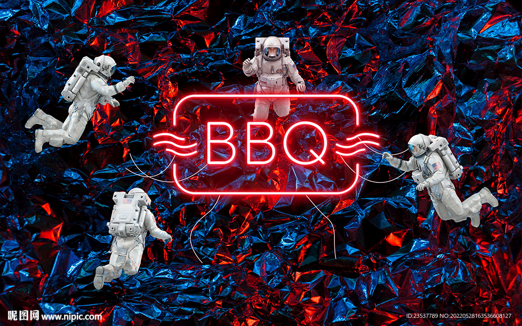 霓虹灯潮流烧烤酒吧背景墙