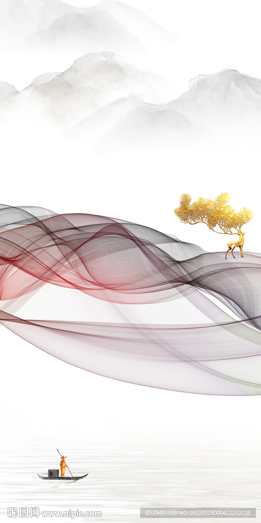 山水新高清玄关画 TIf分层