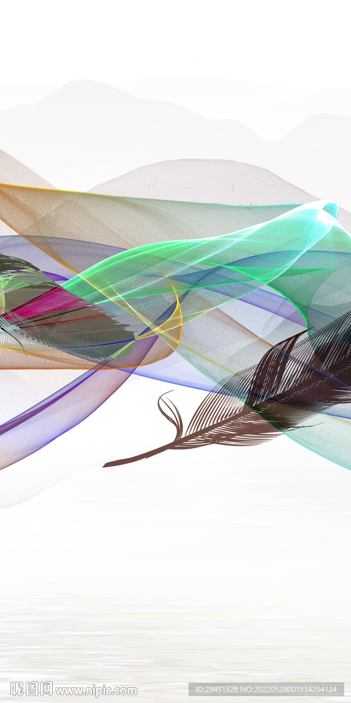 线条玄关无框画 TIF分层图