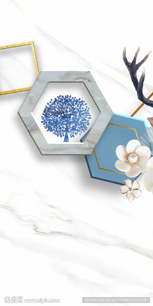 几何玄关无框画 TIF分层图