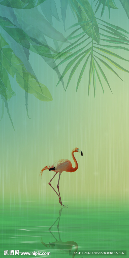 现代火烈鸟无框画 TIF分层图
