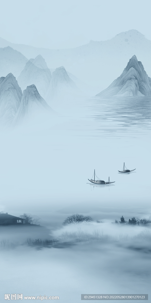 水墨中式最新山水 Tif分层