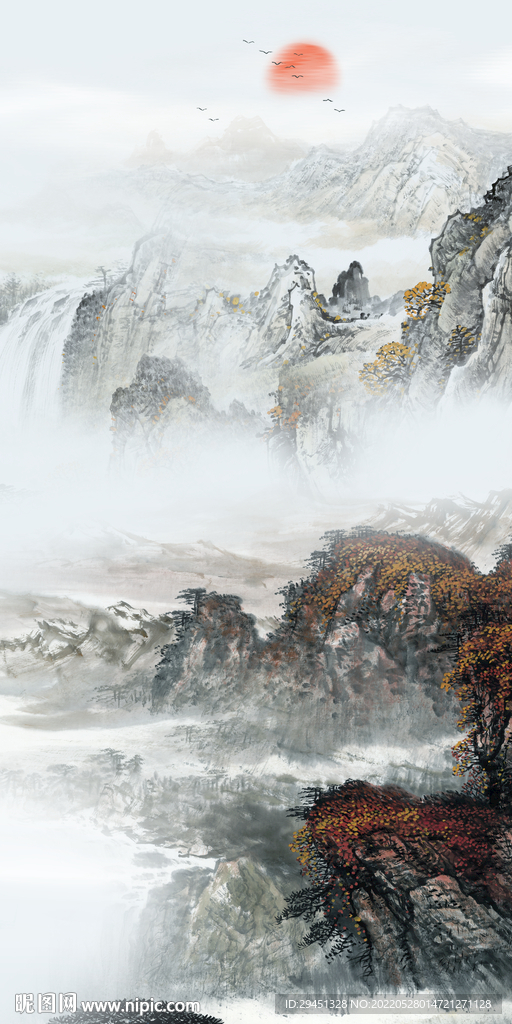 别墅玄关最新山水 Tif分层