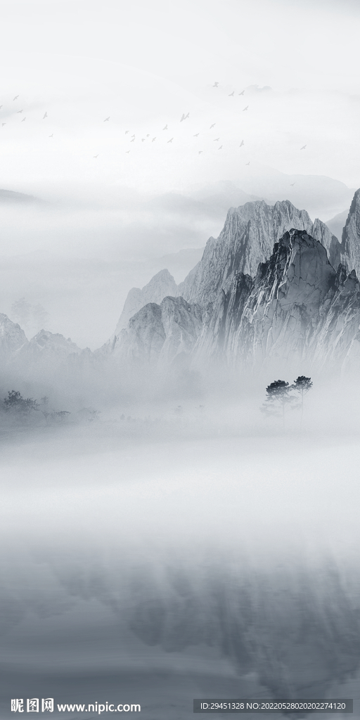 高清 新中式画山水 TiF分层