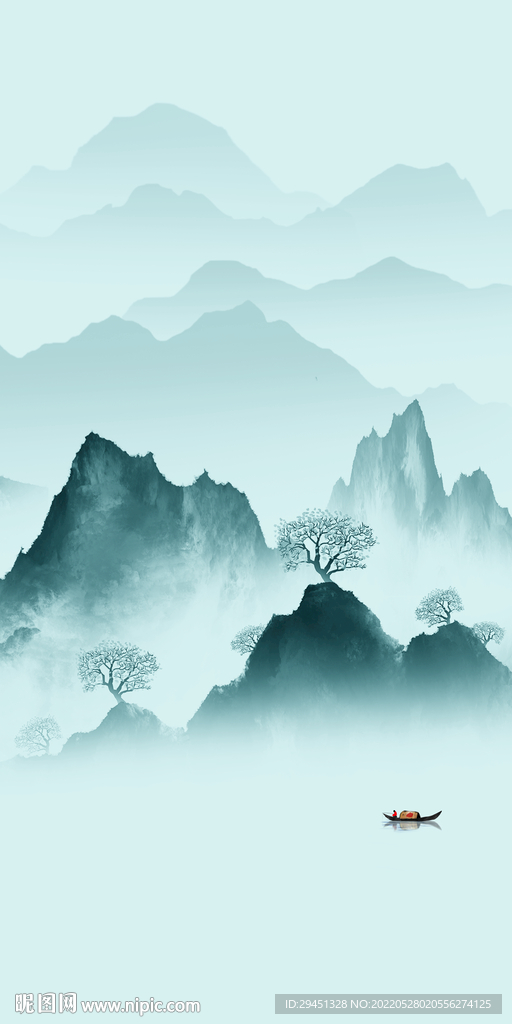 中国风玄关现代山水 TIf分层