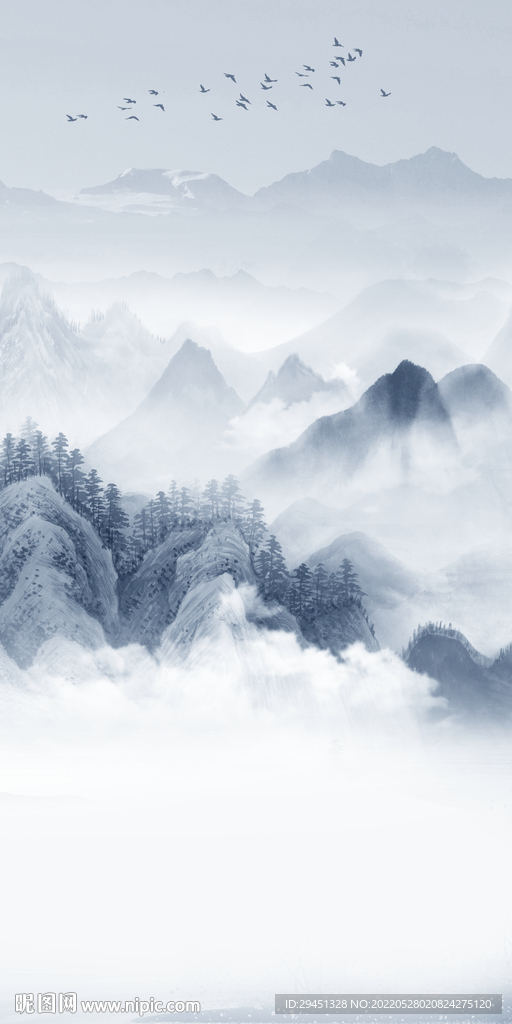 蓝色玄关现代山水 TIf分层