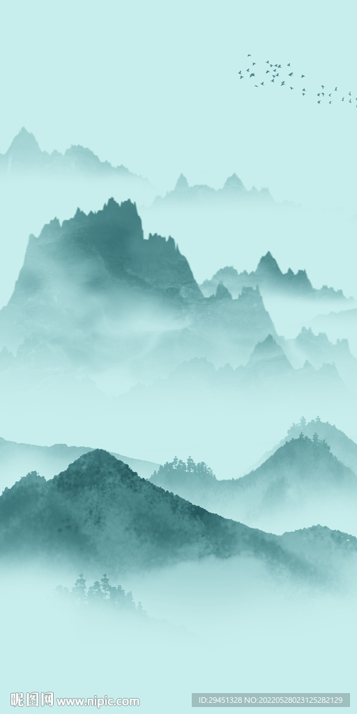 水墨 玄关最新山水 Tif分层