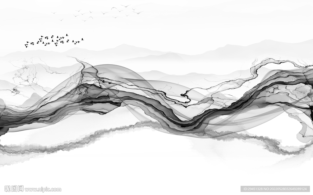 简约山水新中式画 TiF分层