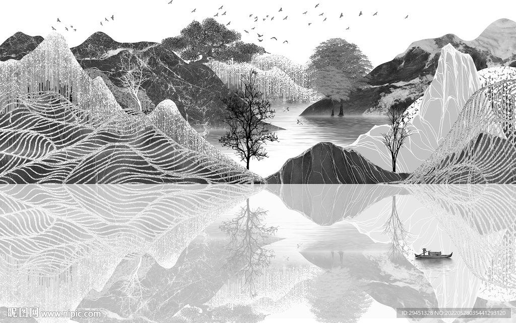 高档中式意境山水 TiF分层