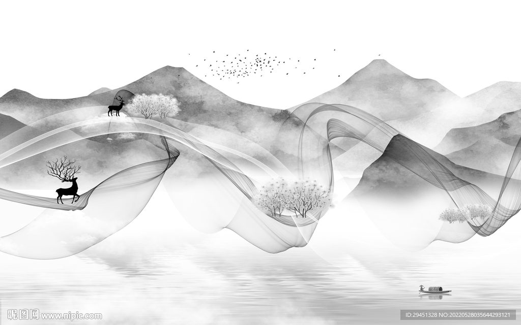 高清 中式意境山水 TiF分层