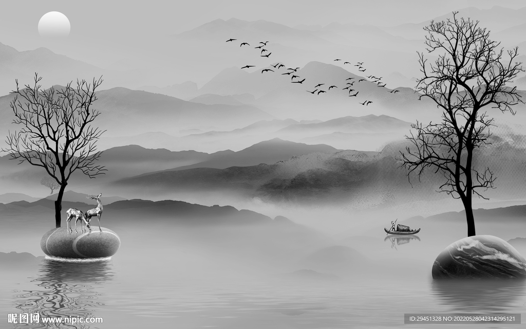 新款现代灰色山水 TIf分层