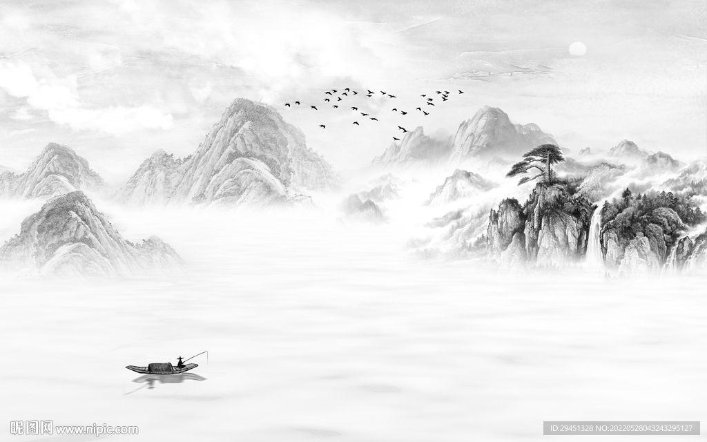 高档山水新中式画 TiF分层