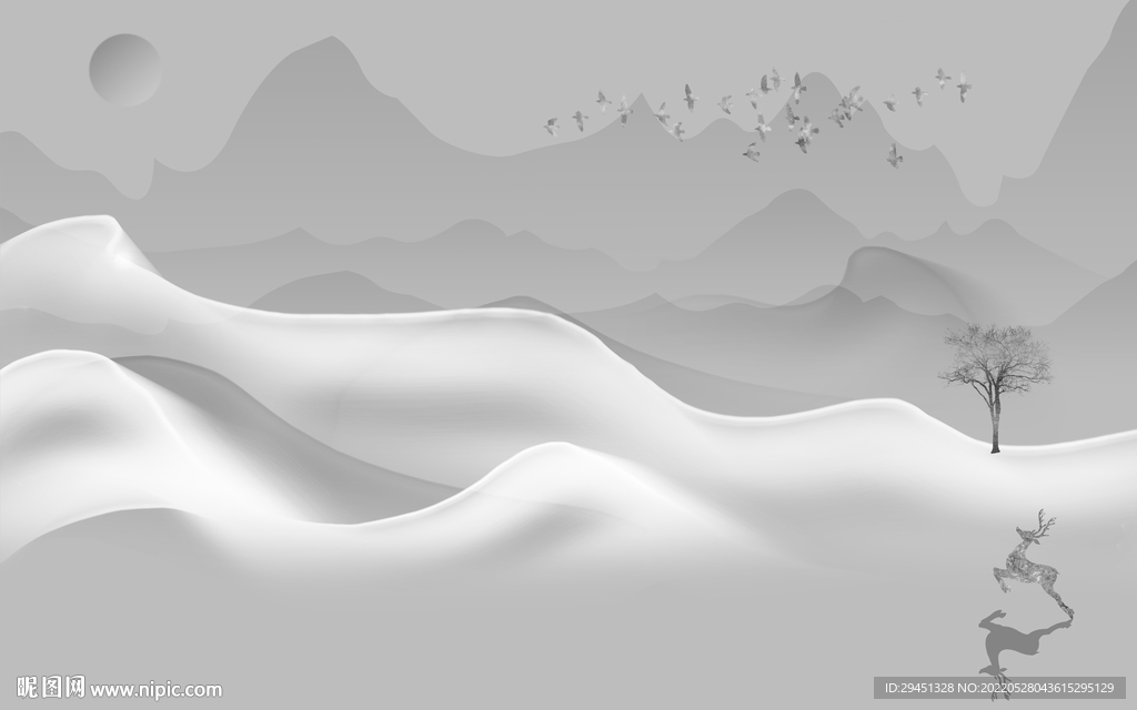 中式现代灰色山水 TIf分层