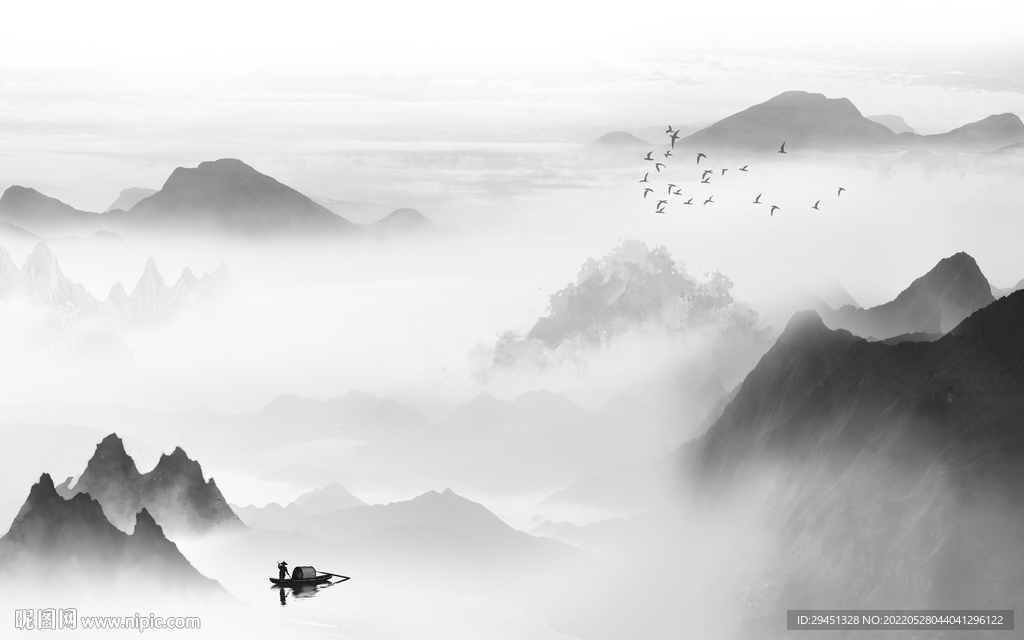 背景墙山水最新框画 TiF分层