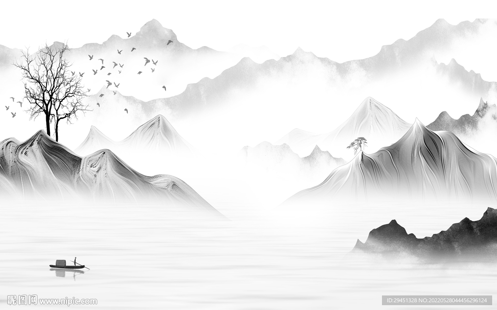 客厅中式意境山水 TiF分层