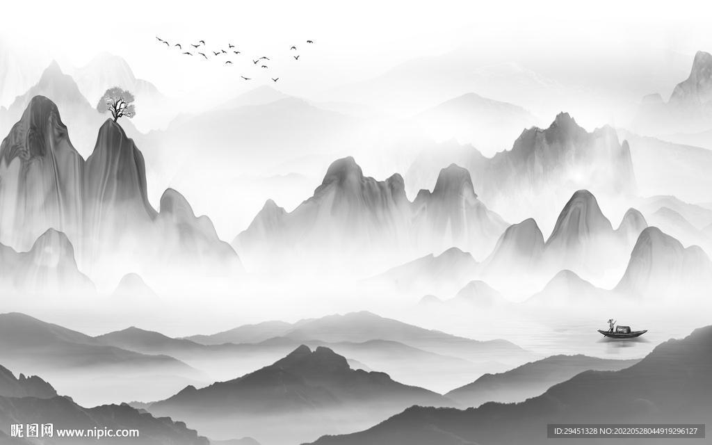 别墅中式意境山水 TiF分层