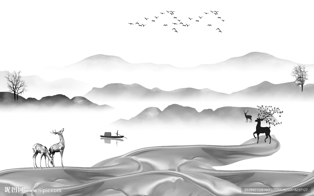 高温烧简约新品山水 Tif分层