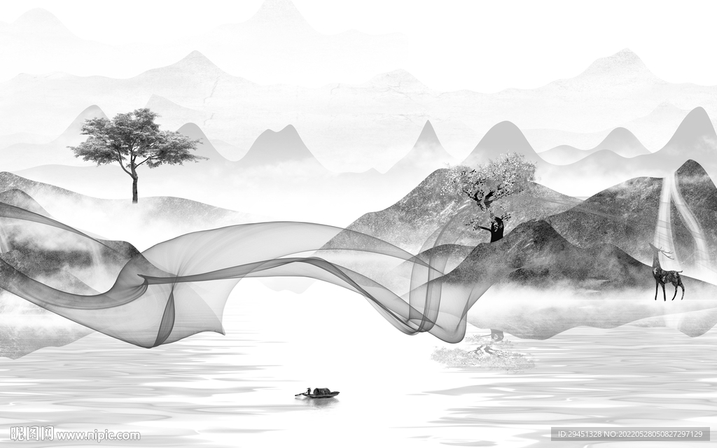 新款简约新品山水 Tif分层