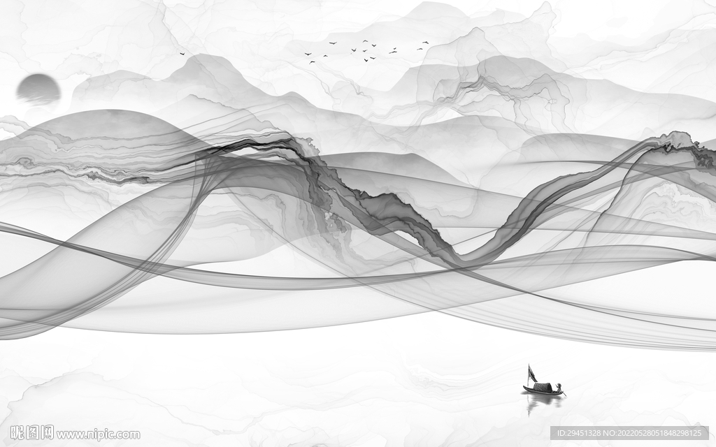 中国风简约新品山水 Tif分层