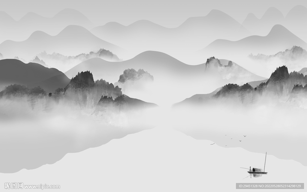 背景墙意境简约山水 TIf分层