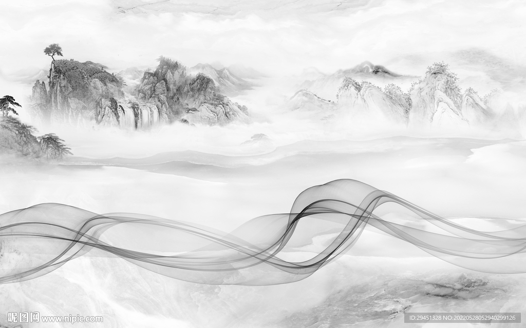 灰色简约新品山水 Tif分层