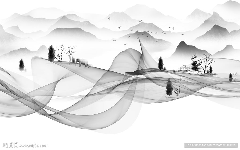 别墅人气风景山水 TIf分层