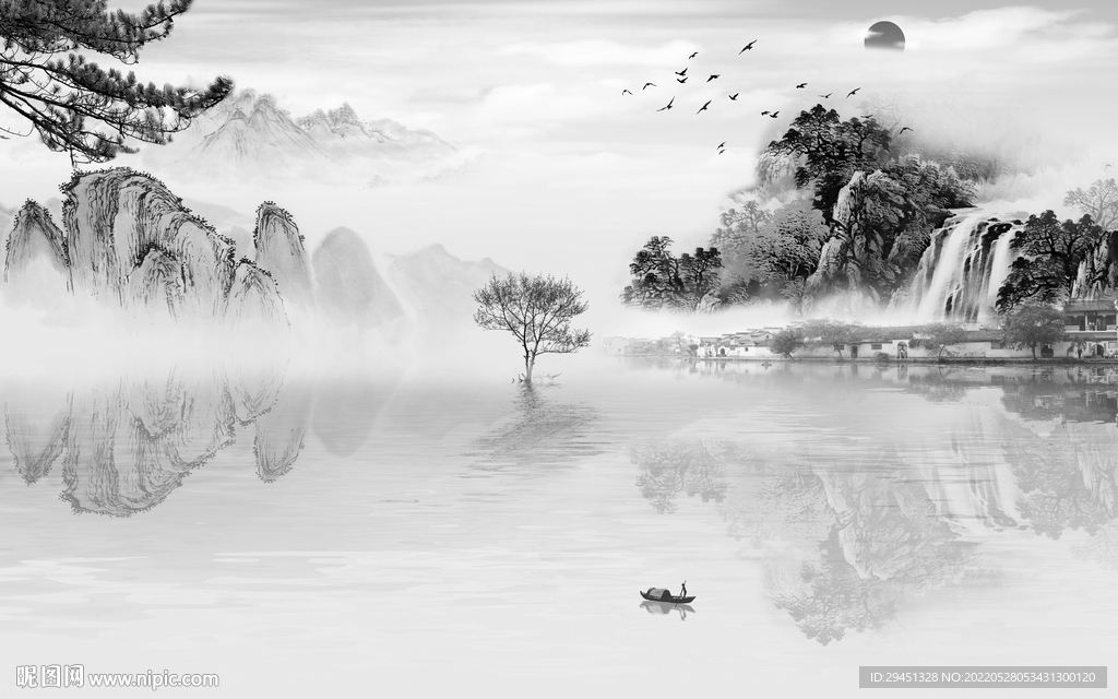 中式简约新品山水 Tif分层