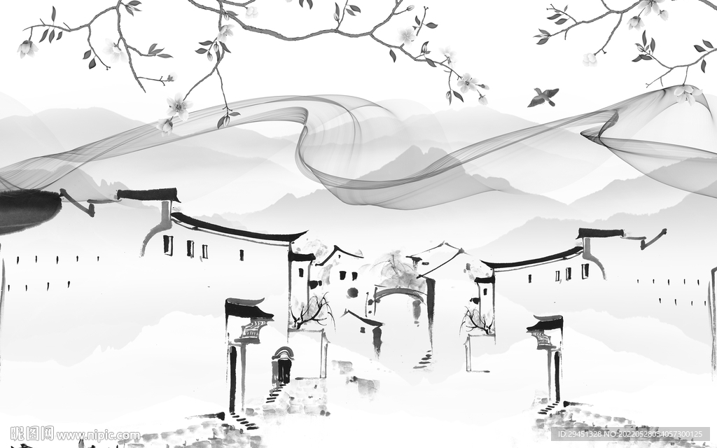 背景墙简约新品山水 Tif分层